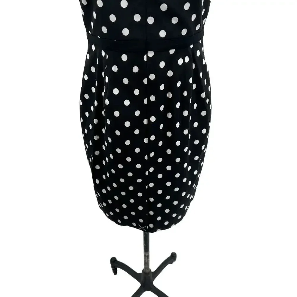J.‎ Crew Faillie Sheath Baxter Black White Polka Dot Dress Size 8
